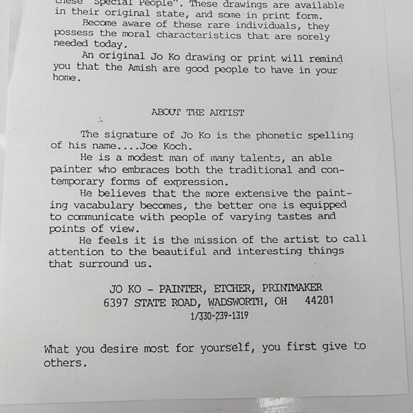 Vintage Amish Country Pencil Drawing Print Signed JO K0 10x12 Barn Horse Buggy - Picture 10 of 14